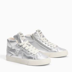 ZARA silver neon sneakers puffer star kids